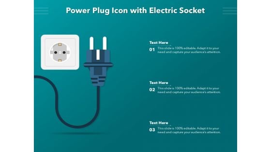 Power Plug Icon With Electric Socket Ppt PowerPoint Presentation Professional Graphics Tutorials PDF