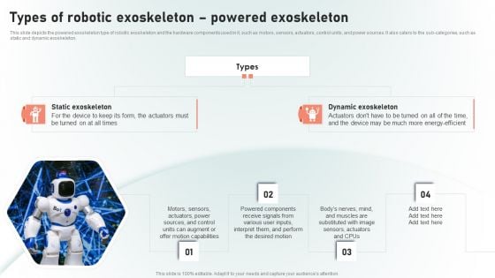 Powered Armor Types Of Robotic Exoskeleton Powered Exoskeleton Summary PDF