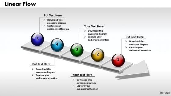 Ppt 3d Linear Process Flow PowerPoint Template Arrow 5 Phase Diagram Templates