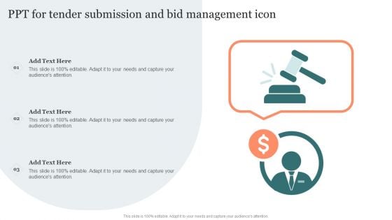 Ppt For Tender Submission And Bid Management Icon Ppt Deck PDF