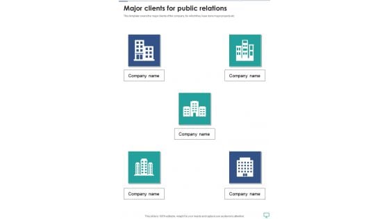 Pr Services Contract Major Clients For Public Relations One Pager Sample Example Document