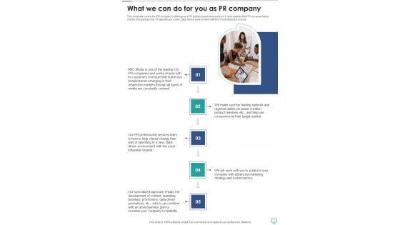 Pr Services Contract What We Can Do For You As Pr Company One Pager Sample Example Document