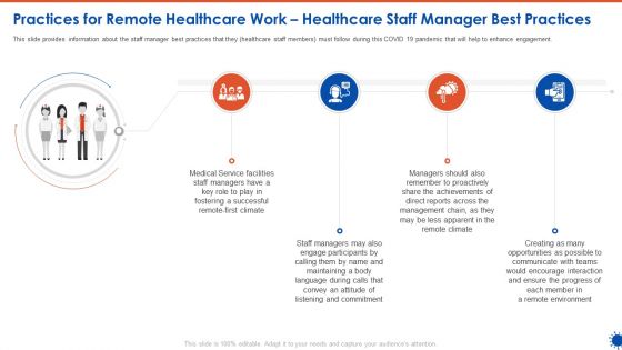 Practices For Remote Healthcare Work Healthcare Staff Manager Best Practices Portrait PDF Practices For Remote Healthcare Work Healthcare Staff Manager Best Practices Portrait PDF