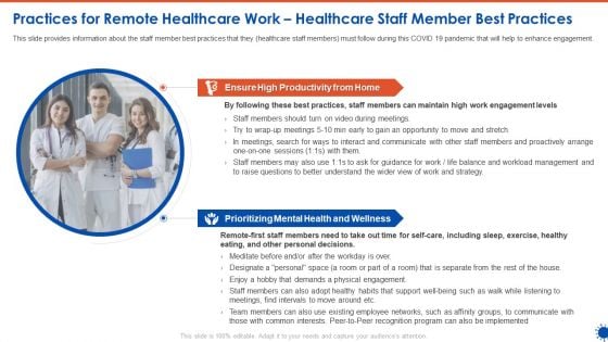 Practices For Remote Healthcare Work Healthcare Staff Member Best Practices Rules PDF