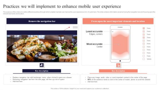 Practices We Will Implement To Enhance Mobile Performing Mobile SEO Audit To Analyze Web Traffic Background PDF Practices We Will Implement To Enhance Mobile Performing Mobile SEO Audit To Analyze Web Traffic Background PDF