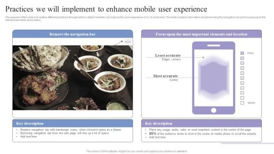 Practices We Will Implement To Enhance Mobile User Experience Portrait PDF