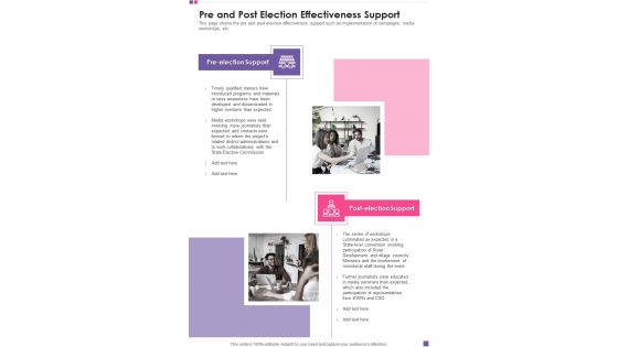 Pre And Post Election Effectiveness Support Template 115 One Pager Documents