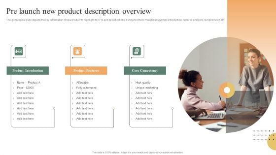 Pre Launch New Product Description Overview Ppt PowerPoint Presentation Gallery Infographics PDF