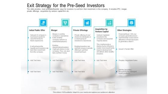 Pre Seed Funding Pitch Deck Exit Strategy For The Pre Seed Investors Brochure PDF Pre Seed Funding Pitch Deck Exit Strategy For The Pre Seed Investors Brochure PDF