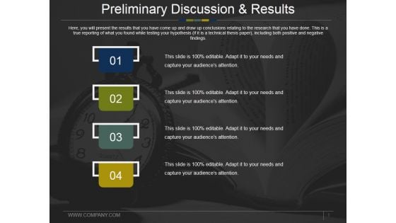 Preliminary Discussion And Results Ppt PowerPoint Presentation Show Layout Ideas