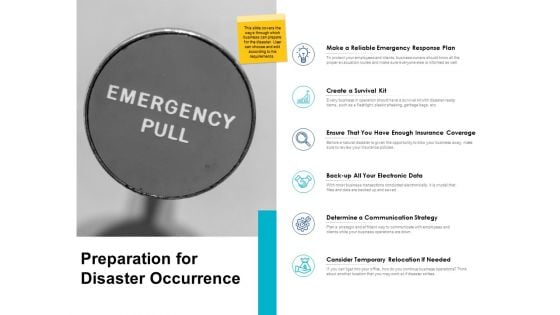 Preparation For Disaster Occurrence Ppt PowerPoint Presentation File Aids