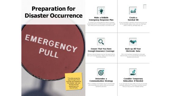 Preparation For Disaster Occurrence Ppt PowerPoint Presentation Outline Aids
