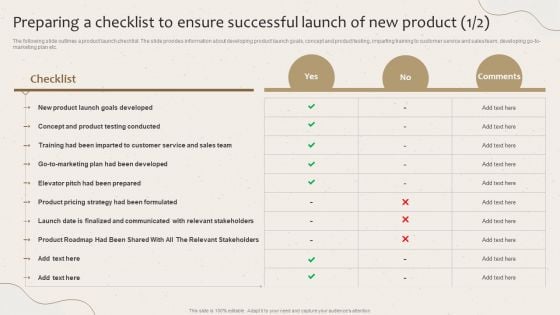 Preparing A Checklist To Ensure Successful Launch Of New Product Launching New Beverage Product Mockup PDF