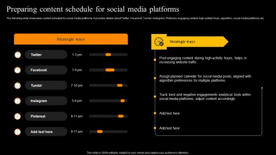 Preparing Content Schedule For Social Media Platforms Sample PDF