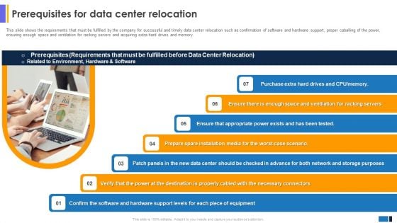 Prerequisites For Data Center Relocation Data Center Migration Information Technology Template PDF