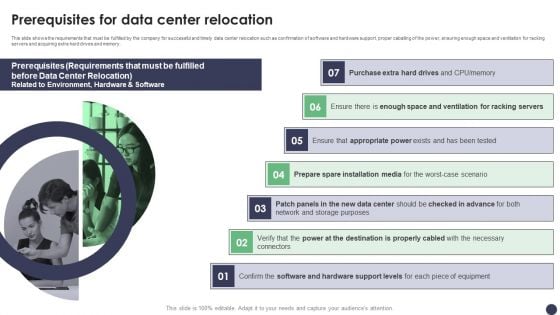 Prerequisites For Data Center Relocation Ppt PowerPoint Presentation File Slides PDF