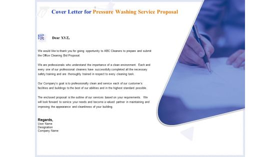 Pressure Cleaning Proposal And Service Agreement Cover Letter For Pressure Washing Service Proposal Background PDF