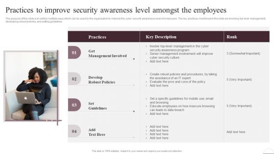 Prevention Of Information Practices To Improve Security Awareness Level Amongst Download PDF