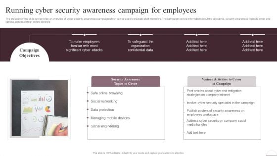 Prevention Of Information Running Cyber Security Awareness Campaign For Employees Brochure PDF