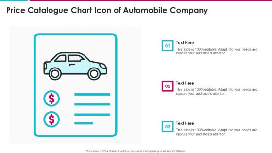 Price Catalogue Chart Icon Of Automobile Company Demonstration PDF