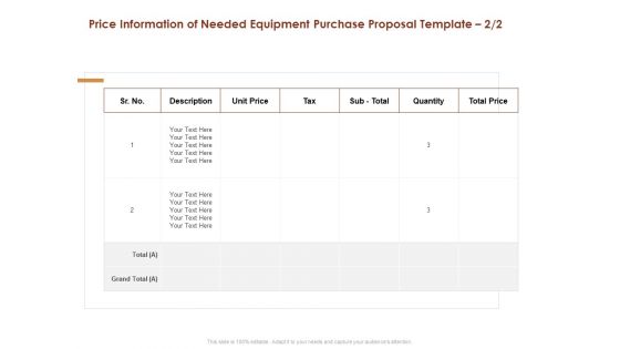 Price Information Of Needed Equipment Purchase Proposal Price Ppt Infographic Template Backgrounds PDF