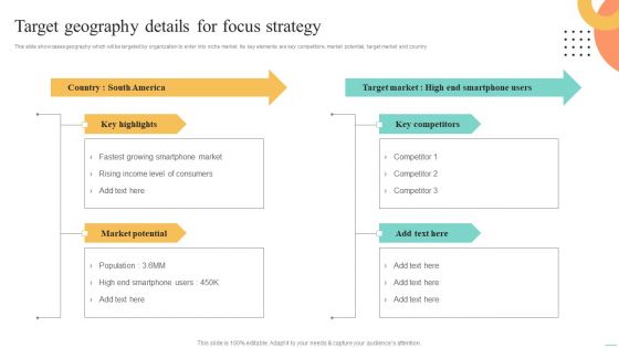 Price Leadership Technique Target Geography Details For Focus Strategy Template PDF