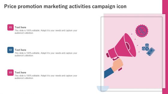 Price Promotion Marketing Activities Campaign Icon Ppt Infographic Template Diagrams PDF