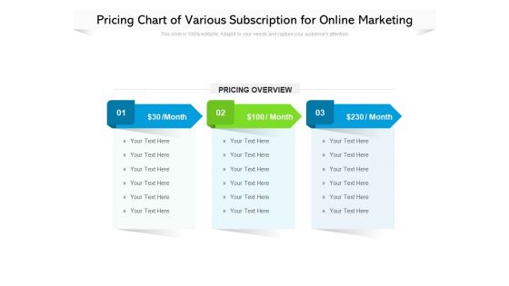 Pricing Chart Of Various Subscription For Online Marketing Ppt PowerPoint Presentation Layouts Background Images PDF Pricing Chart Of Various Subscription For Online Marketing Ppt PowerPoint Presentation Layouts Background Images PDF