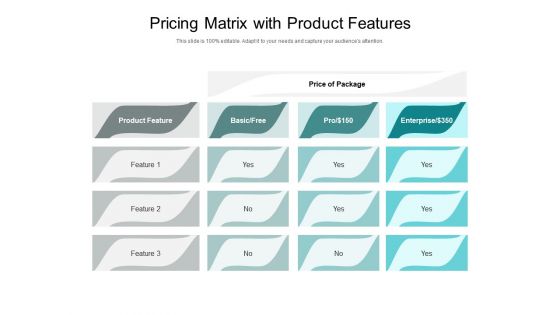 Pricing Matrix With Product Features Ppt PowerPoint Presentation Slides Example File PDF