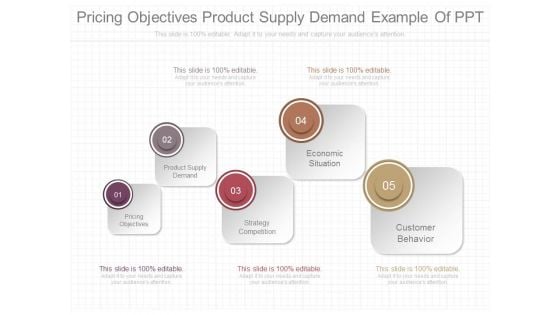 Pricing Objectives Product Supply Demand Example Of Ppt