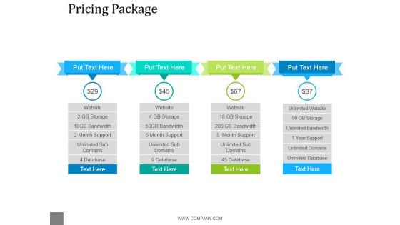 Pricing Package Ppt PowerPoint Presentation Ideas
