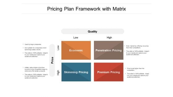 Pricing Plan Framework With Matrix Ppt PowerPoint Presentation Show Design Ideas PDF