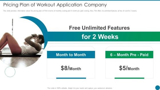 Pricing Plan Of Workout Application Company Ppt PowerPoint Presentation Layouts Objects PDF