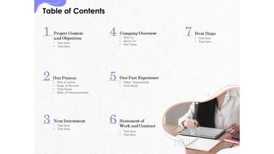 Pricing Profitability Management Table Of Contents Portrait PDF