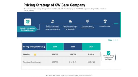 Pricing Strategy Of Sw Care Company Summary PDF