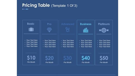 Pricing Table Ppt PowerPoint Presentation Slides Graphics