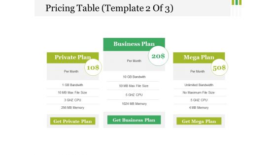 Pricing Table Template 2 Ppt PowerPoint Presentation Clipart