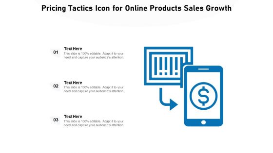 Pricing Tactics Icon For Online Products Sales Growth Ppt PowerPoint Presentation Ideas Design Templates PDF