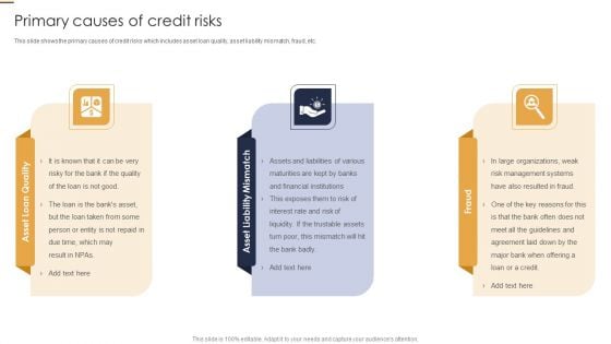 Primary Causes Of Credit Risks Credit Risk Analysis Model For Banking Institutions Ideas PDF