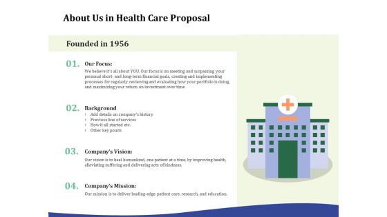 Primary Healthcare Implementation Service About Us In Health Care Proposal Download PDF
