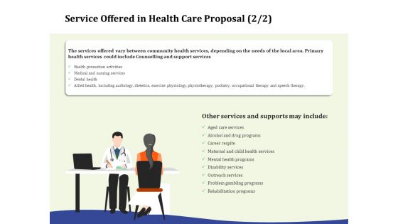 Primary Healthcare Implementation Service Service Offered In Health Care Proposal Services Diagrams PDF