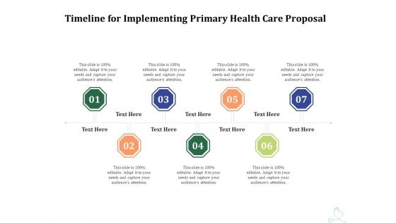 Primary Healthcare Implementation Service Timeline For Implementing Primary Health Care Proposal Portrait PDF