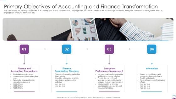 Primary Objectives Of Accounting And Finance Transformation Professional PDF