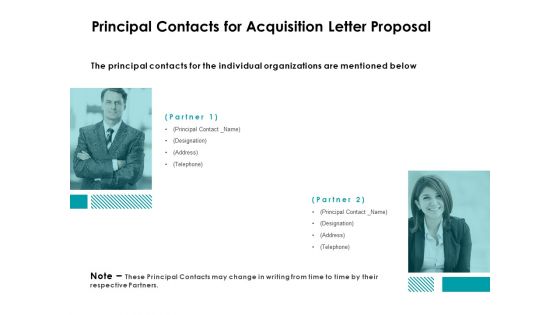 Principal Contacts For Acquisition Letter Proposal Ppt Powerpoint Presentation Infographic Template Maker