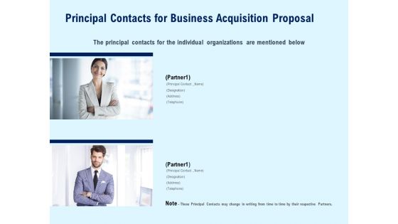 Principal Contacts For Business Acquisition Proposal Ppt PowerPoint Presentation Professional Design Ideas