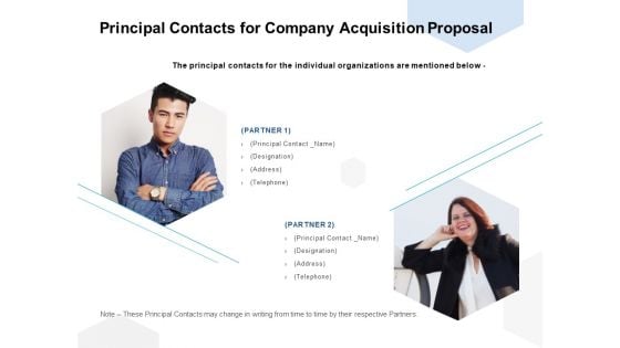 Principal Contacts For Company Acquisition Proposal Ppt PowerPoint Presentation Portfolio Samples