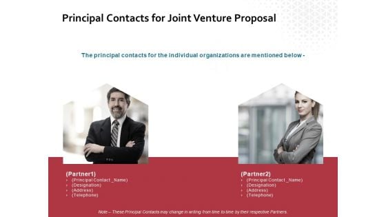 Principal Contacts For Joint Venture Proposal Ppt PowerPoint Presentation Summary Graphics Tutorials