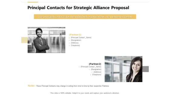 Principal Contacts For Strategic Alliance Proposal Ppt PowerPoint Presentation Model Designs