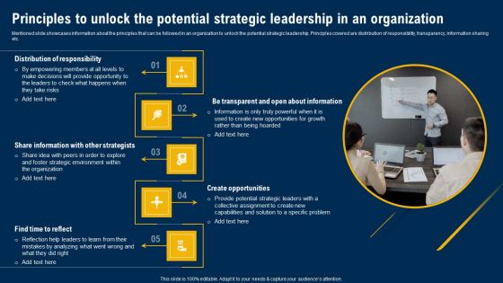 Principles To Unlock The Potential Strategic Leadership In An Organization Ultimate Guide Of Strategic Management Graphics PDF