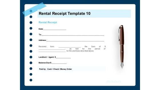 Printable Rent Receipt Rental Receipt Template Agent Ppt Show Design Ideas PDF